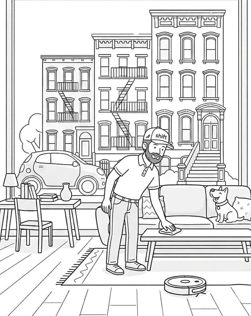 Cleaning scene illustration